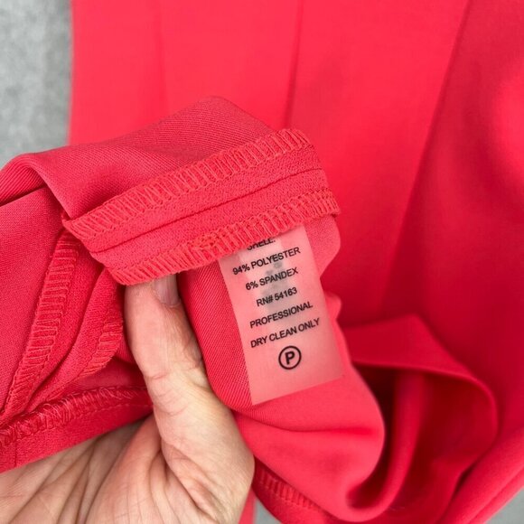 Calvin Klein Ruffle Hem Sheath Dress Size 6 Hibiscus Pink Coral Office Cocktail - Picture 8 of 12